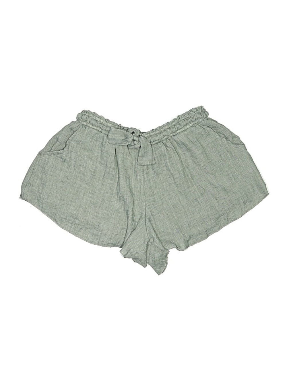 Elan olive green Drawstring Ruffle-Waist resort Shorts